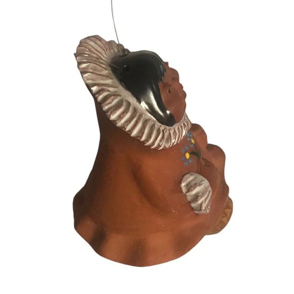 Vintage 1986 Alaska Native American Hand Made Ceramic Clay Seated Baby Ornament - Picture 3 of 7